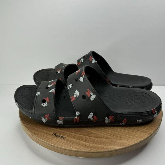 Crocs Disney Womens Minnie Mouse Black Slides Sandals Size 11 Mens 9 - Picture 5 of 6